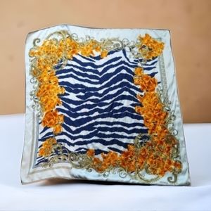 Versace Scarf Zebra & Gold Flower Great Condition!